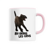 mug chat je hais les gens poignée rose
