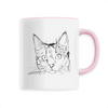 mug dessin chat poignée rose