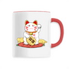 mug chat maneki neko poignée rouge