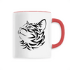 mug tête de chat tribal poignée rouge