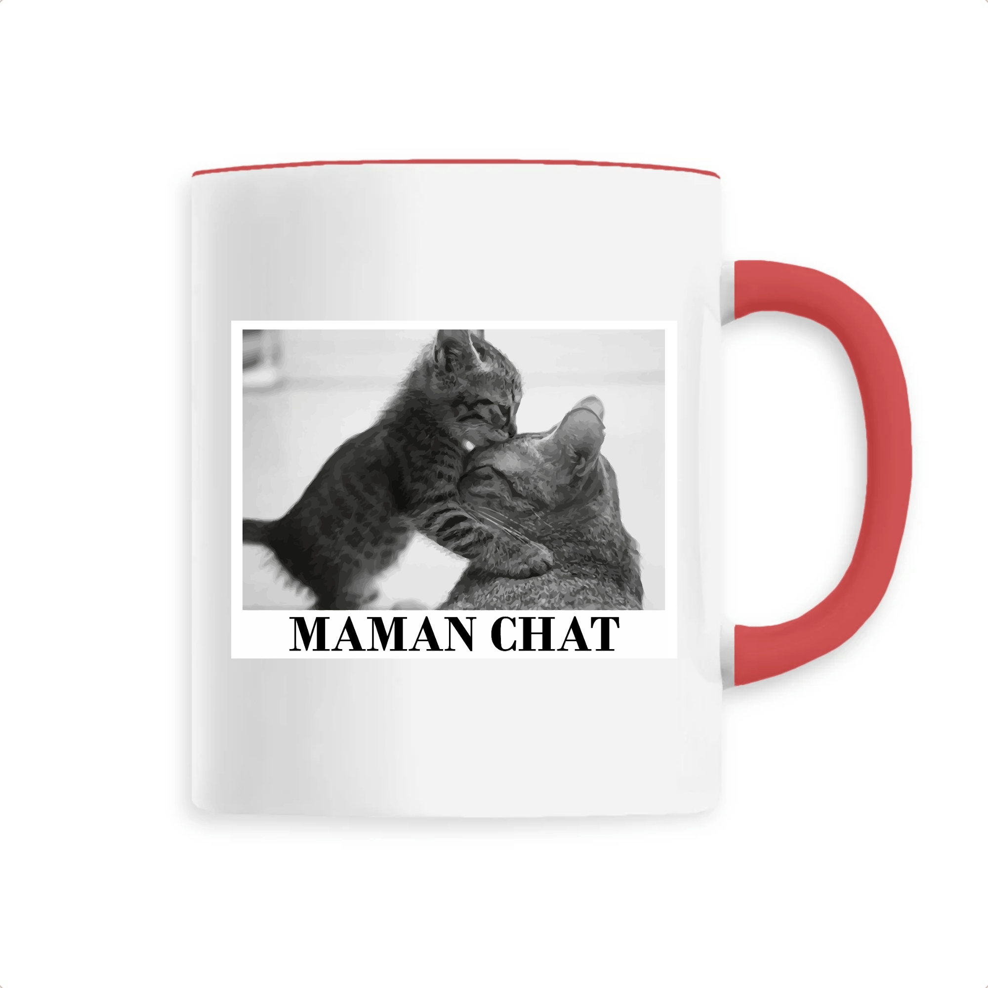 mug maman chat poignée rouge