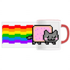 mug nyan cat poignée rouge