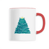 mug chat sapin de noël poignée rouge