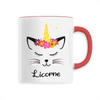 mug chat licorne poignée rouge