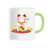mug chat maneki neko poignée verte