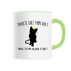 mug j'habite chez mon chat poignée verte