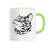 mug tête de chat tribal poignée verte