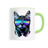 mug chat lifestyle poignée verte