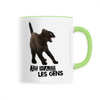 mug chat je hais les gens poignée verte