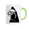 mug chat tête de mort poignée verte