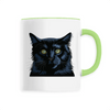 mug chat noir poignée verte