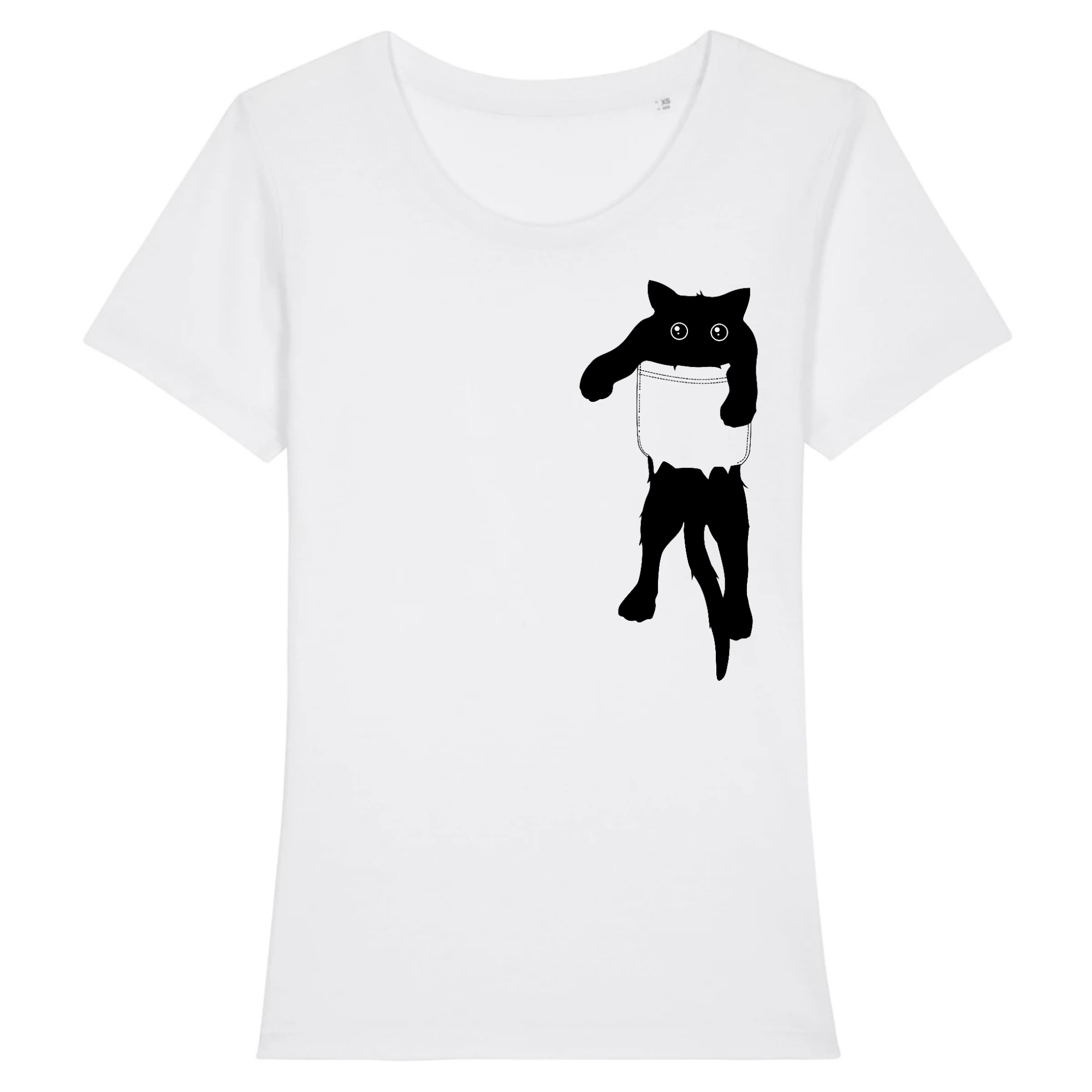 t-shirt chat dans la poche