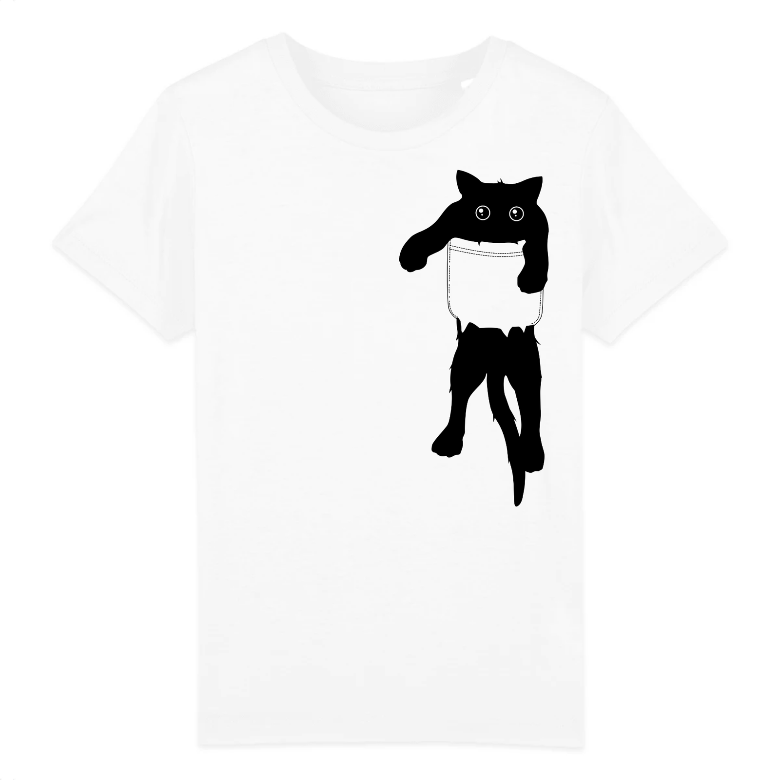 t-shirt chat dans la poche enfant