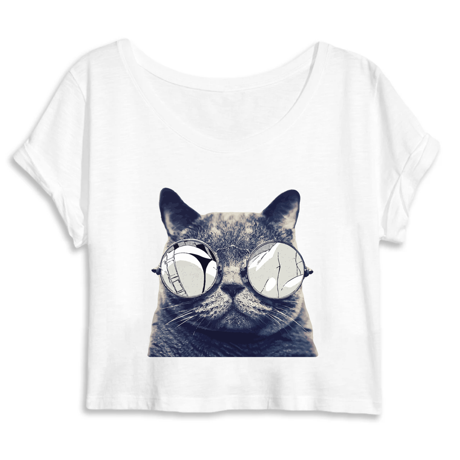 crop-top chat à lunettes