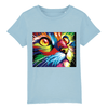 t-shirt chat psychédélique enfant couleur bleu