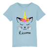 t-shirt chat licorne enfant couleur bleu