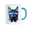 mug chat lifestyle poignée bleue