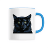 mug chat noir poignée bleue