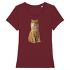 t-shirt chat roux couleur bordeaux