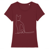 t-shirt chat motif discret couleur bordeaux