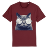 tee-shirt chat à lunettes couleur bordeaux