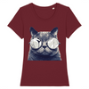 t-shirt chat lunettes couleur bordeaux