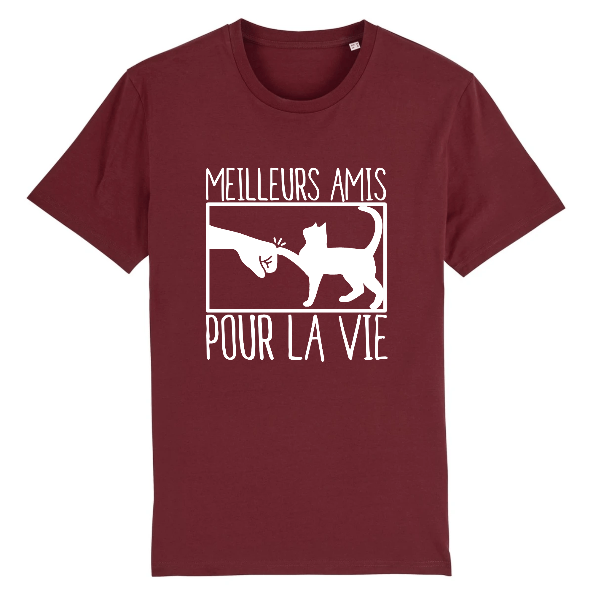 tee-shirt chat meilleurs amis couleur bordeaux