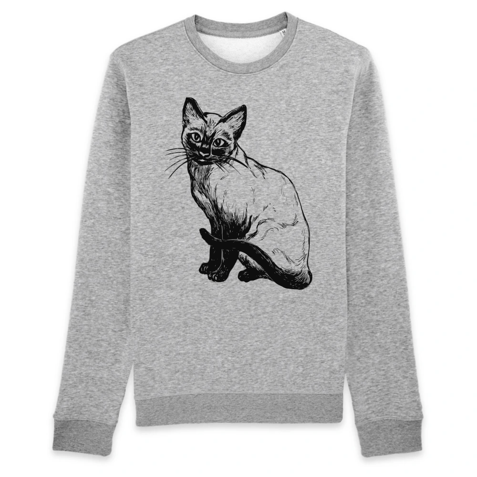 pull dessin chat couleur gris