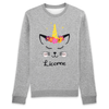 pull chat licorne couleur gris