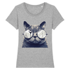 t-shirt chat lunettes couleur gris