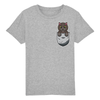 t-shirt chat poche enfant couleur gris