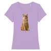t-shirt chat roux couleur lavande