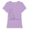 t-shirt chat motif discret couleur lavande