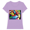 t-shirt chat psychédélique couleur lavande