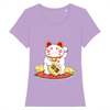t-shirt chat maneki neko couleur lavande