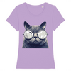 t-shirt chat lunettes couleur lavande