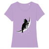 t-shirt chat noir esprit lunaire couleur  lavande