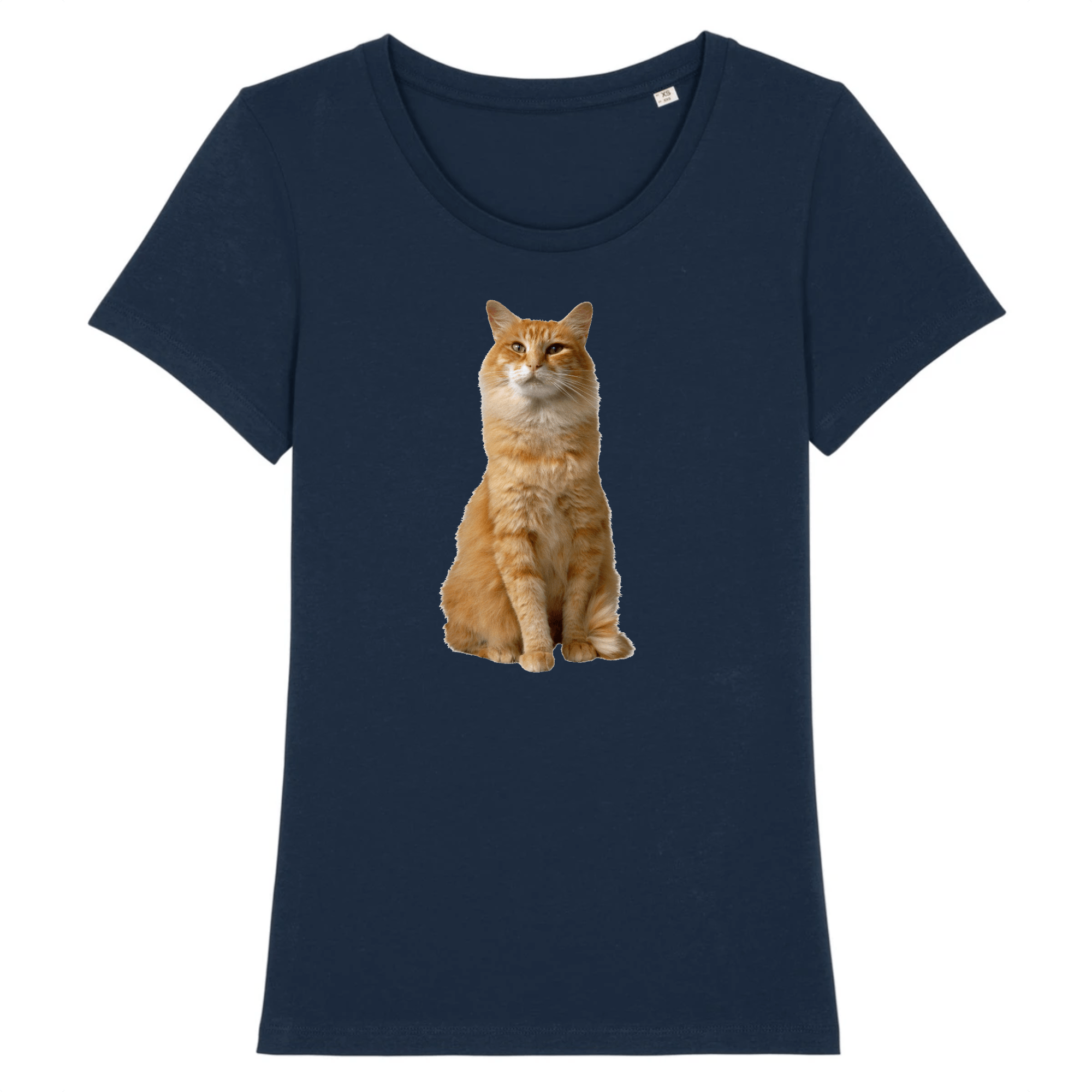 t-shirt chat roux couleur marine