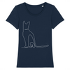t-shirt chat motif discret couleur marine