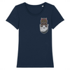 t-shirt chat poche couleur marine
