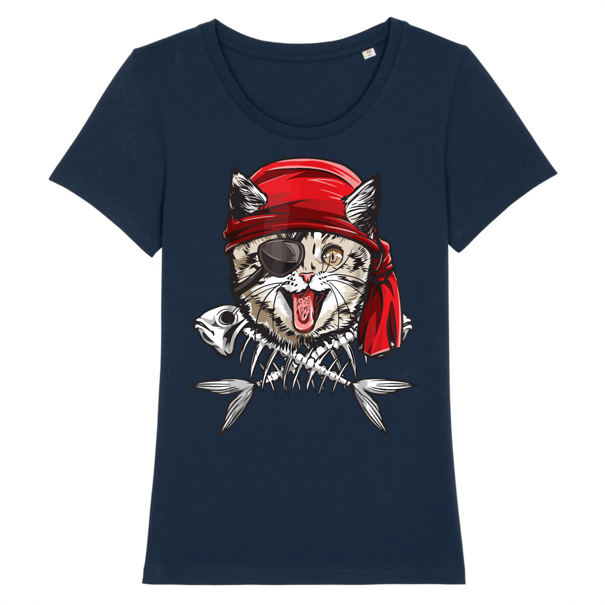 t-shirt chat pirate couleur marine