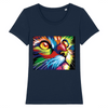 t-shirt chat psychédélique couleur marine
