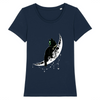t-shirt chat noir esprit lunaire couleur marine