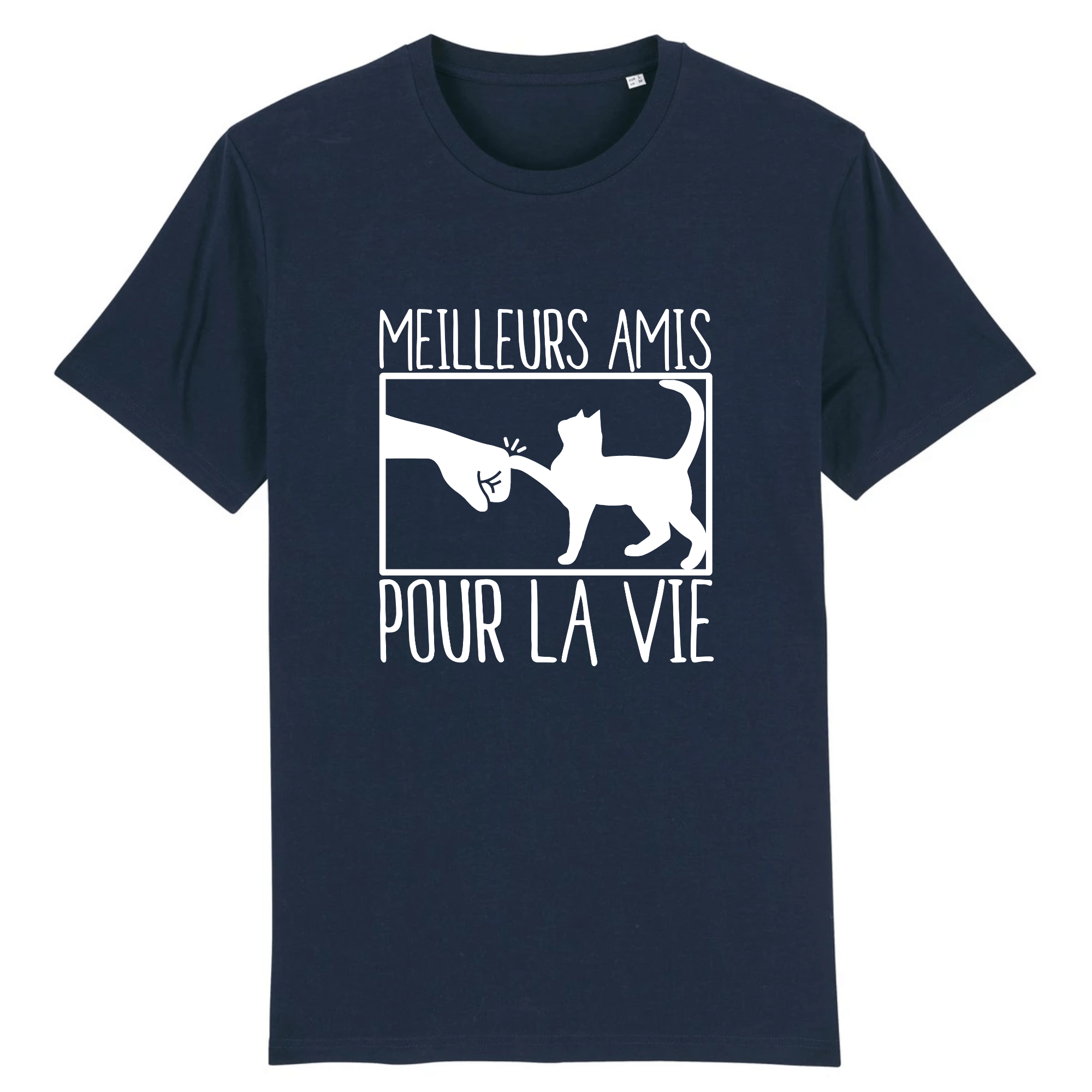 tee-shirt chat meilleurs amis couleur marine