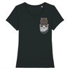 t-shirt chat poche couleur noir