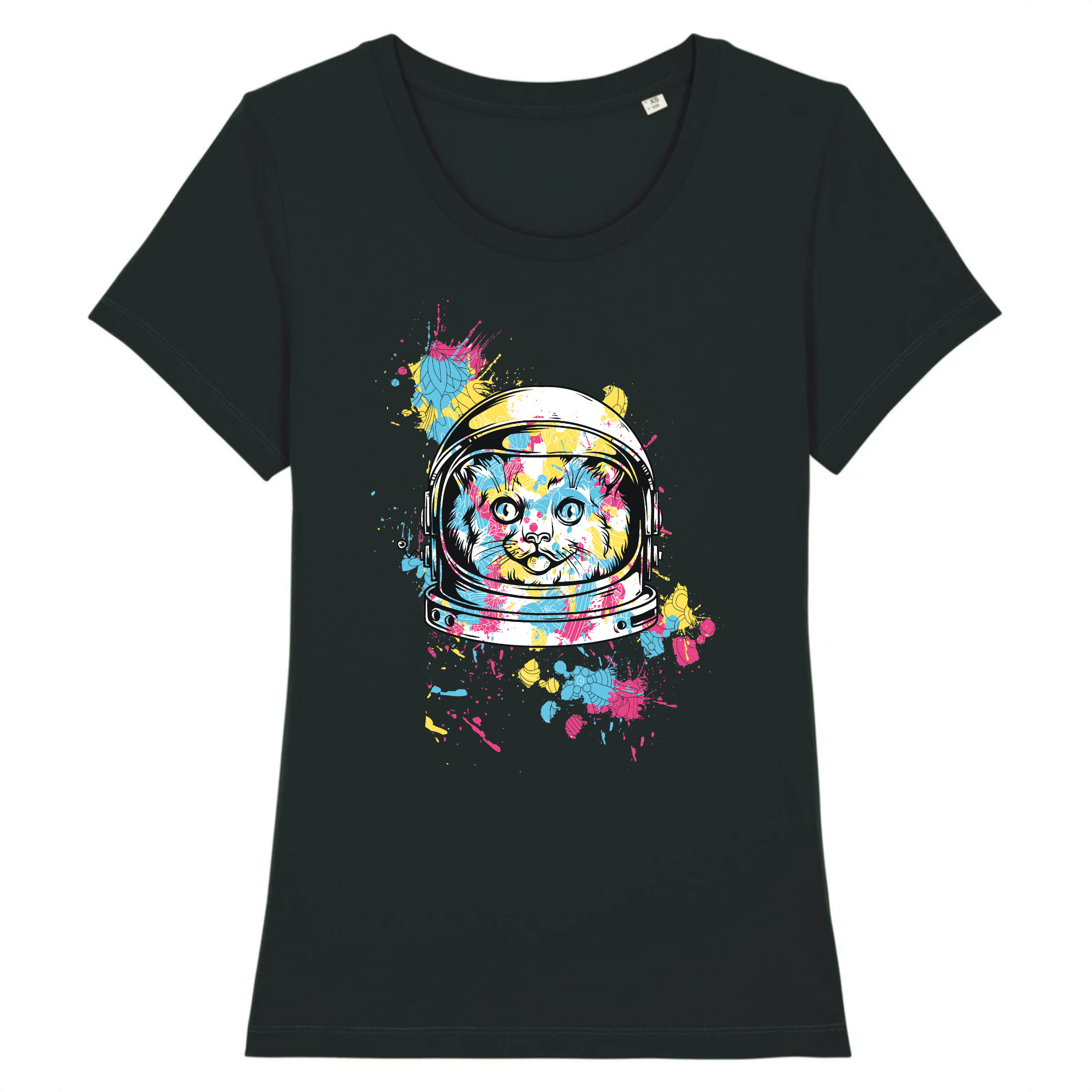 t-shirt space cat couleur noir