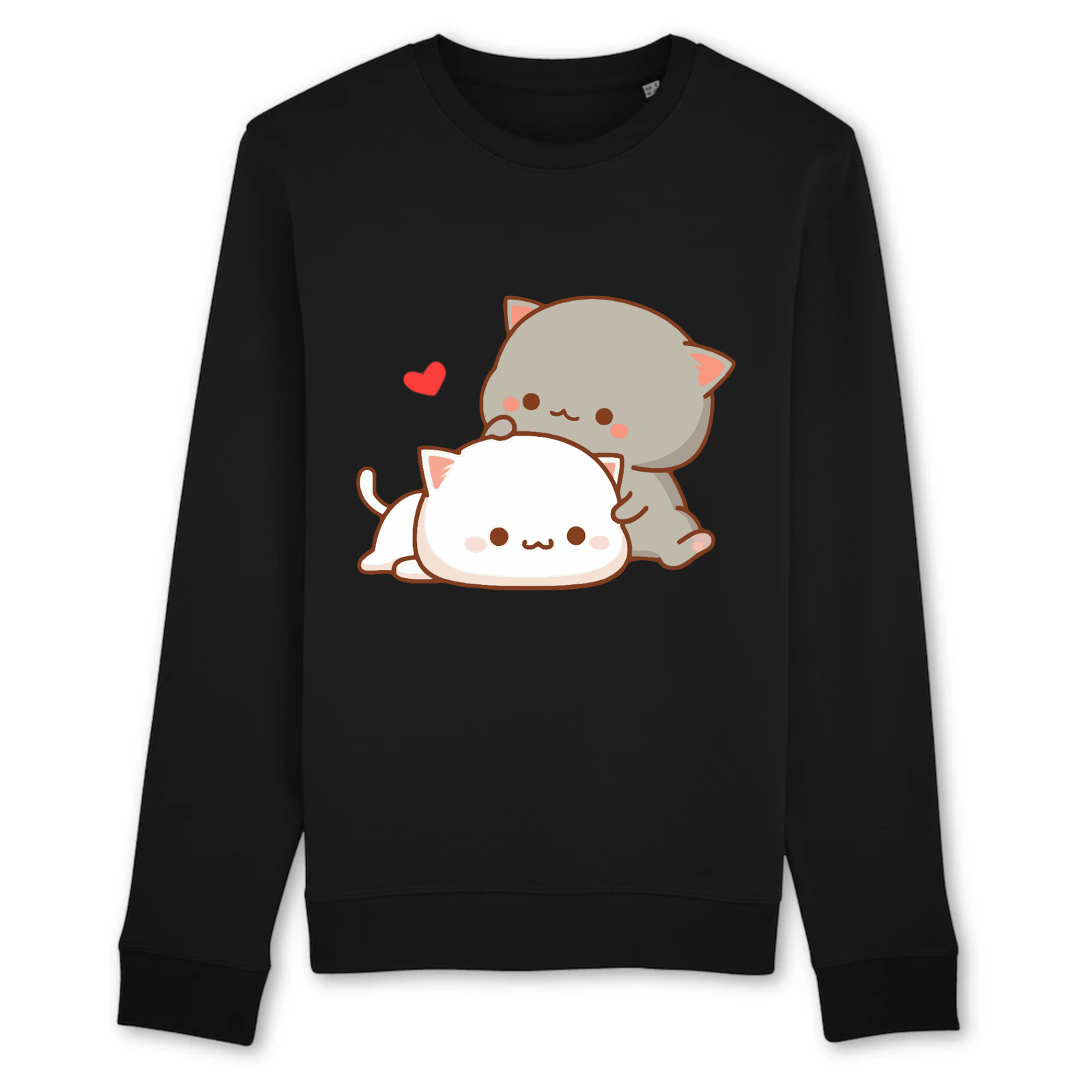 pull chat kawaii couleur noir