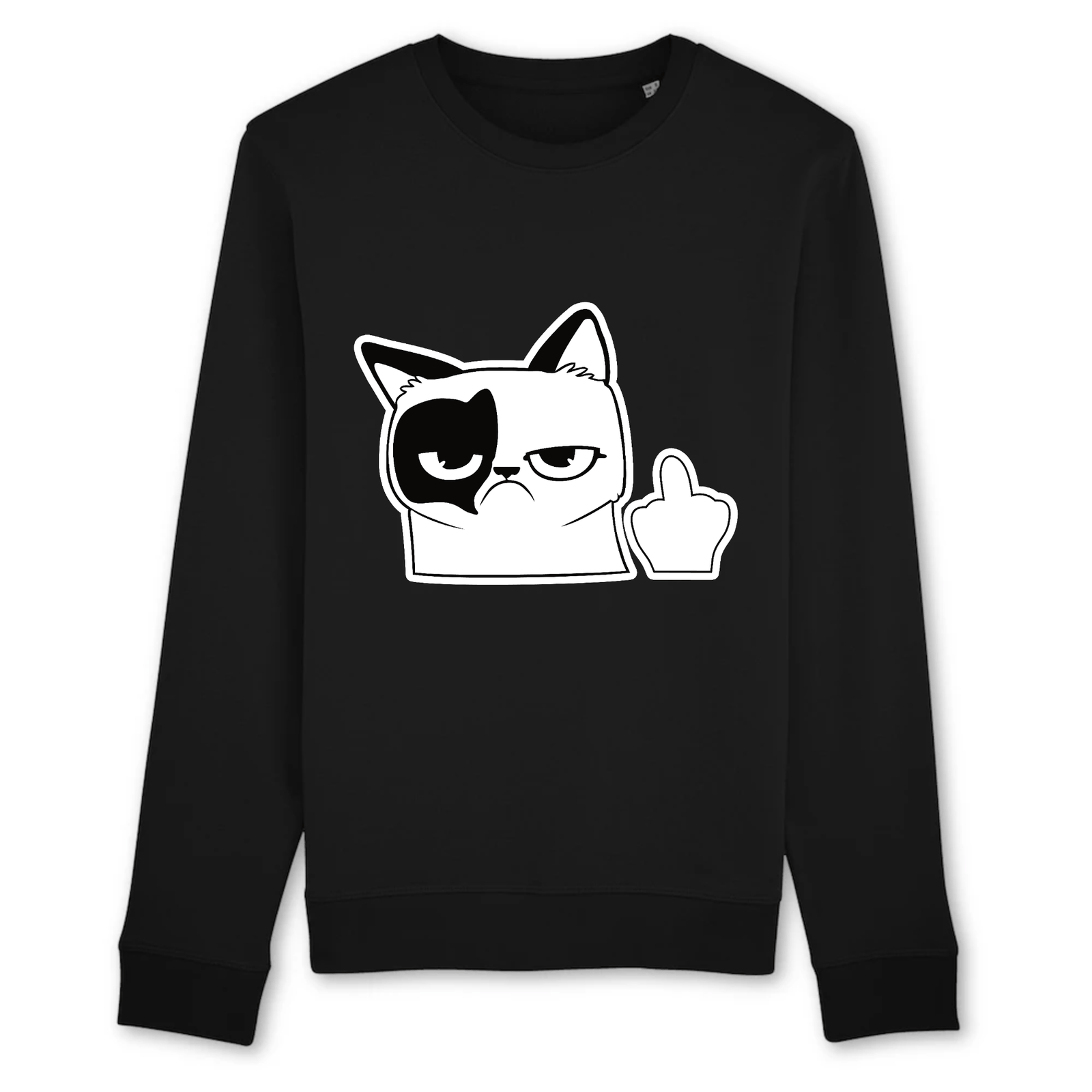 pull chat doigt d'honneur couleur noir