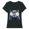 t-shirt chat lunettes couleur noir