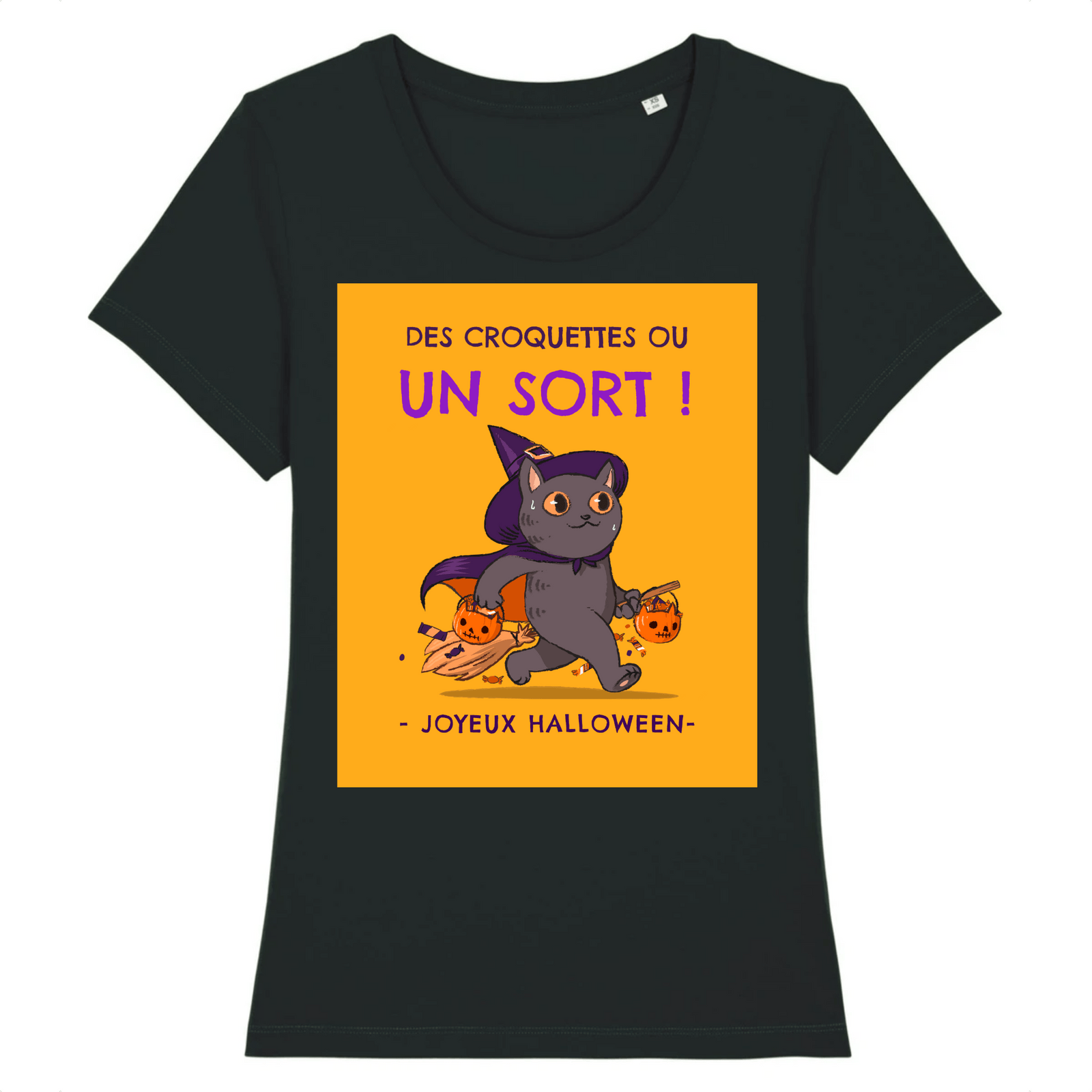 T-Shirt Chat Joyeux Halloween coloris noir 